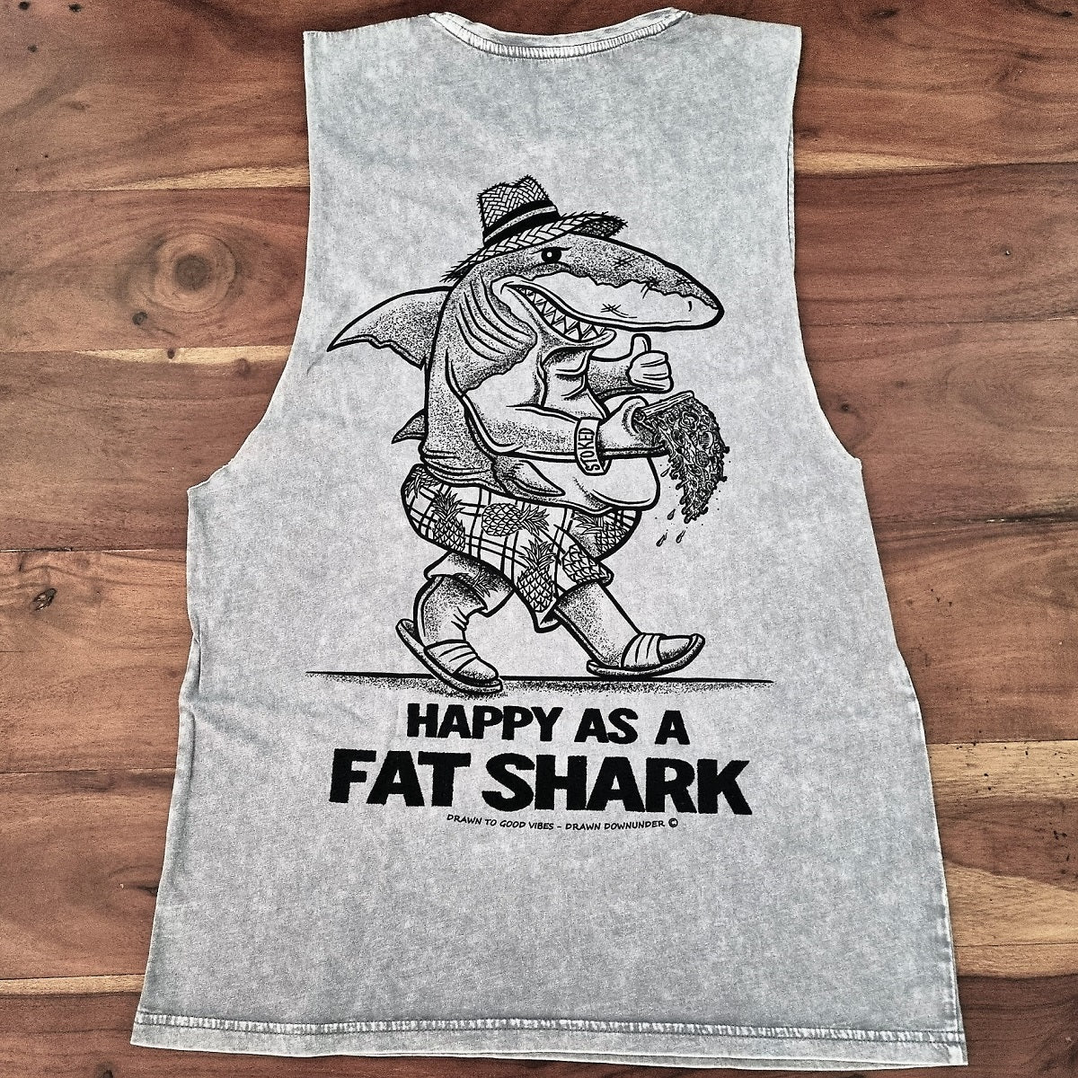 Happy as a Fat Shark Stonewash Tank