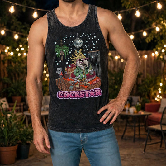 C*ckstar Tank - Funny Cockatoo - Disco Retro Mens