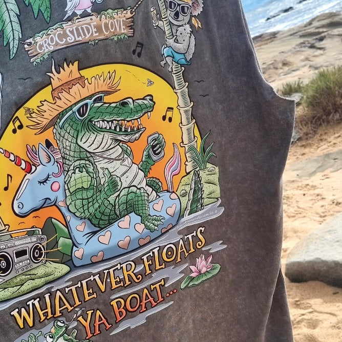 Croc Slide Stonewash Tank - Full Colour