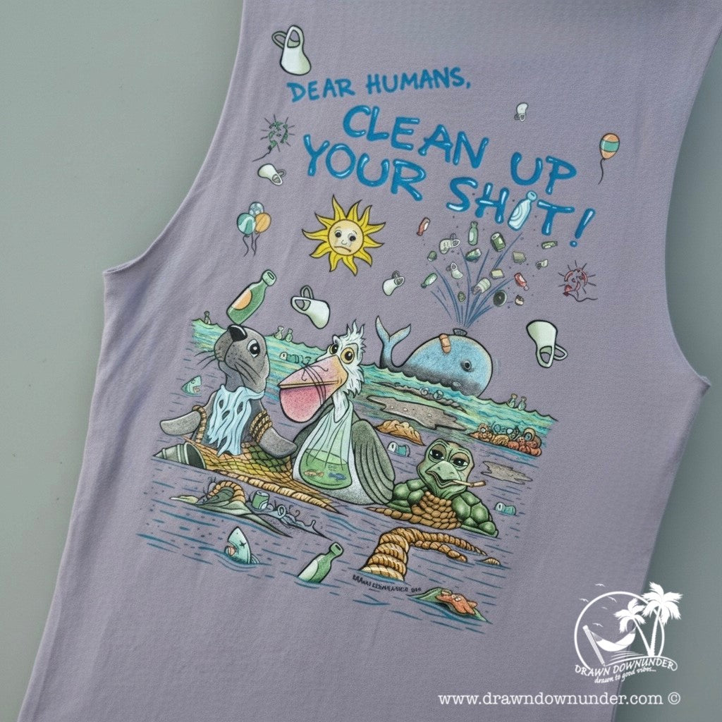 Clean Up Your Sh*t Stonewash Tank - Full Colour